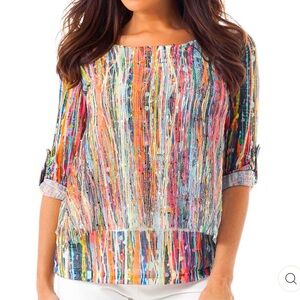 Splattered Paint Art to wear textured layered mesh Gauze made in Turkey size L